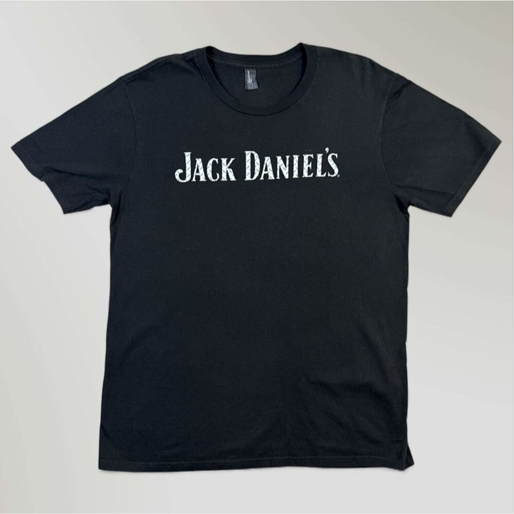 Jack Daniels T-Shirt 2-Sided Black Old No. 7 Whiskey 100% Cotton Unisex Size Lrg